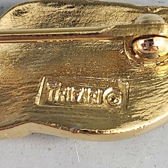 Crown Trifari Triple Horse Head Brooch Pin Equestrian Jewelry Vtg Costume Estate - Picture 9 of 9